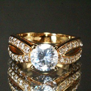 Sterling Silver New Mint QVC CZ Vermeil Ring